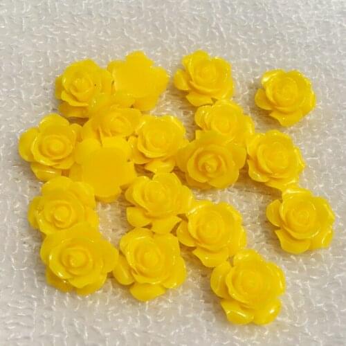 30pcs/pack 15mm 3D Resin Rose Flower Flat Back Cabochon Scrapbook Resin Embellishment Jewelry Making Nail Decoration -B022