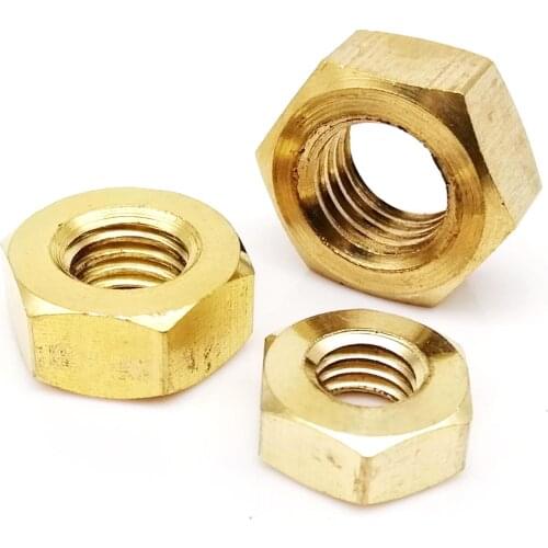 5/100pcs DIN934 M1 M1.2 M1.4 M1.6 M2 M2.5 M3 M4 M5 M6 M8 M10 M12 Solid Brass Copper Hex Nut Hexagon Nut