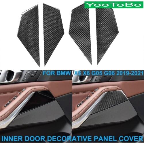 LHD RHD Car Styling Real Dry Carbon Fiber Interior Inner Door Panel Decorative Cover Trim Sticker For BMW X5 X6 G05 G06 19-2021