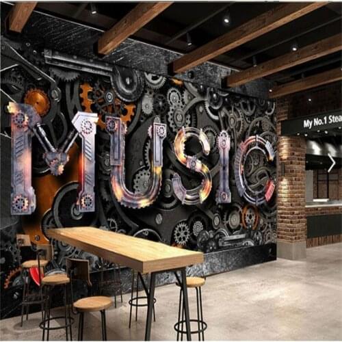 Beibehang Custom 3d wallpaper retro metal gear MUSIC bar wallpaper TV background living room bedroom wall decoration