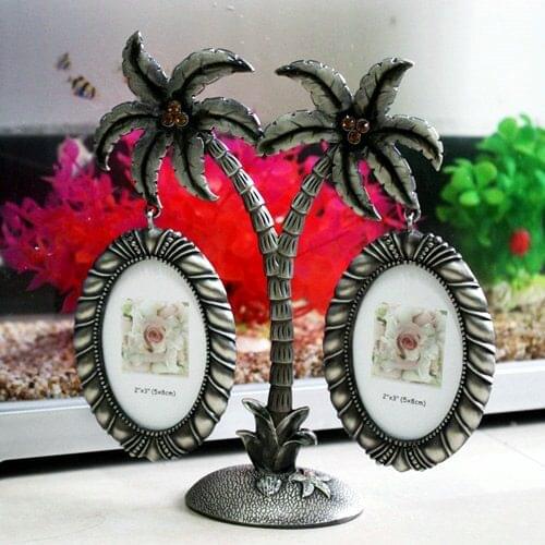 Free Customized Photo Coconut Tree Frame Metal Art Craft Fashion Ornaments Creative Home Decor Friend Gifts Desktop Decoration