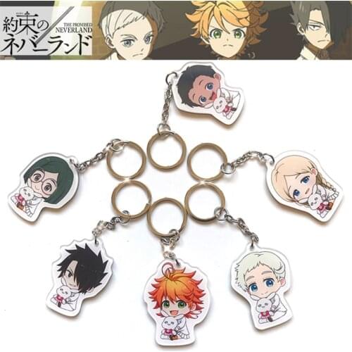 Anime The Promised Neverland Yakusoku no Neverland Key Chains Two-sided Keychain Cosplay Acrylic Pendant Keyring