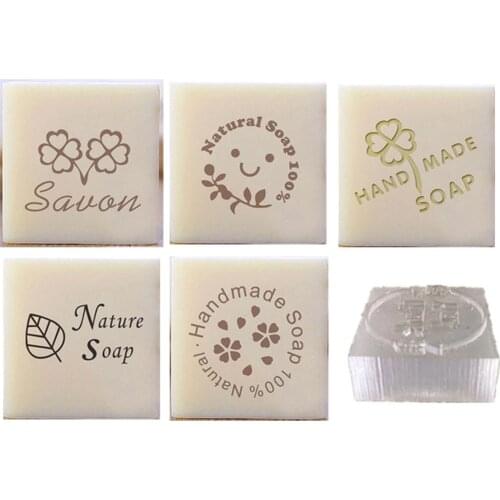Flower Leaves Handmade Soap Making Stamp Transparent Letter Plants Natural Diy Soap Stamps Clear Acrylic Stamp Custom