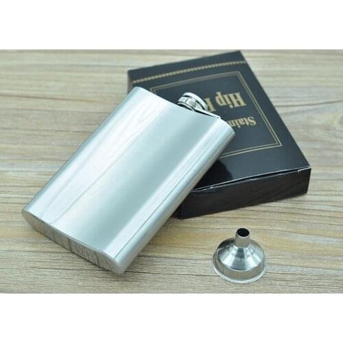 By dhl 100pcs practical Hip Flask 8oz Stainless Steel Portable Liquor Wine Hip Flask Whisky Alcohol Cap Funnel Drinkware