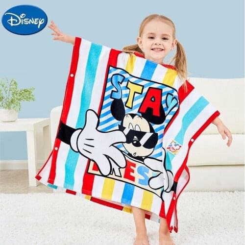 Disney 100% Cotton Minnie Mickey Mouse Baby Girls Boys Hooded Towel Cloak Absorbent Bathrobe Toddler Baby Bath Towel Cloak gift