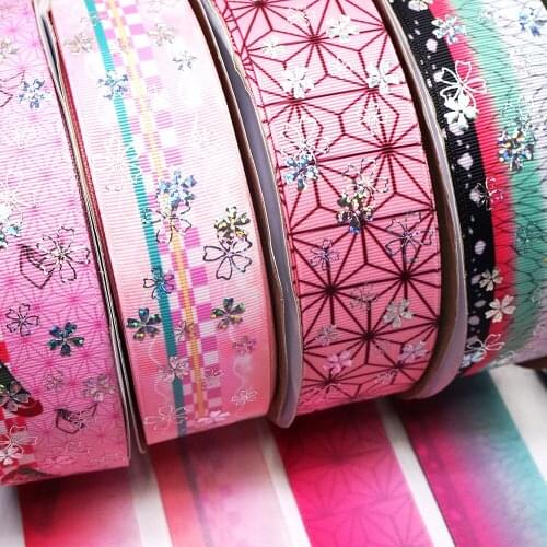 Double side printing Butterfly Laser Silver Printed kimetsu no yaiba ribbon silver foil ribbon 44333