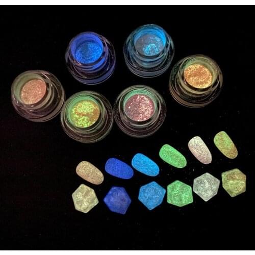 Neon Pigment Powder Fluorescent Nail Glitter Set Shinny Ombre Chrome Dust DIY Gel Polish Manicure for Nails Art Decoration