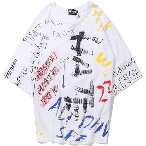 Harajuku Graffiti Print Tshirts Streetwear Hip Hop Men 2020 Casual Tees Tops Male Short Sleeve O-Neck Fashion T Shirt