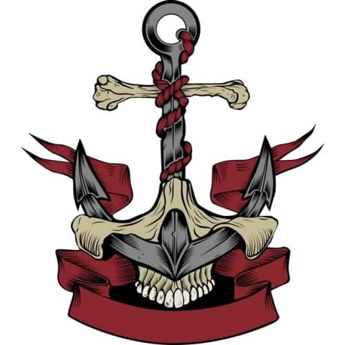 Hot Interesting Skull Anchor Car Sticker Motorcycle Decals Vinyl PVC 16cm*14cm Motorcycle Waterproof Bumper KK Decal
