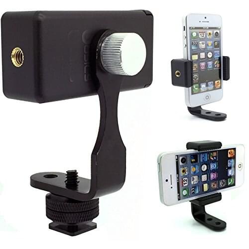 DSLR Hot Shoe Flash Camera Smartphone Live Recording Mount w/360 Rotation Thumb Screw for Apple iPhone XR XS MAX X 8 7 6s Plus