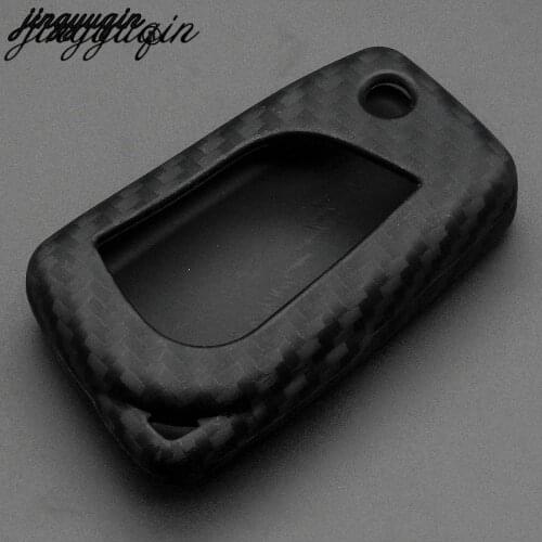 Jingyuqin For Toyota Highlander Camry Corolla EX VIOS 3 Button Car Flip Folding Key Cover Carbon Fiber Silicone Remote Fob Case