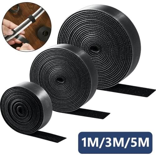 1/3/5m Roll Cable Thin Micro Tidy Hook Buckled Strap Holder Management Tape For Computer TV Strap Fastening Organizer Wire Ties