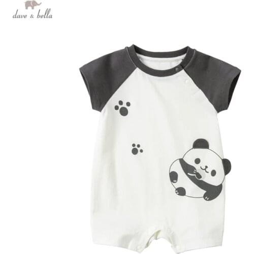 DBX17604 dave bella summer new born baby boys fashion cartoon patchwork jumpsuits infant toddler clothes children romper 1 piece