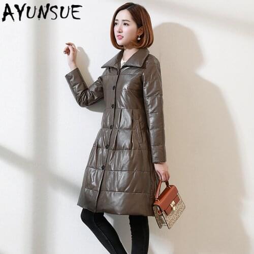 AYUNSUE 100% Genuine Leather Jacket Womens Natural Winter Sheepskin Coat Female Real Leather Duck Down Coats and Jackets LW3874