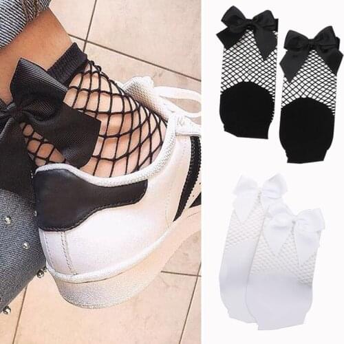 Summer Women Fashion Bow Knot Fishnet Socks Short Hollow Out Mesh Sock