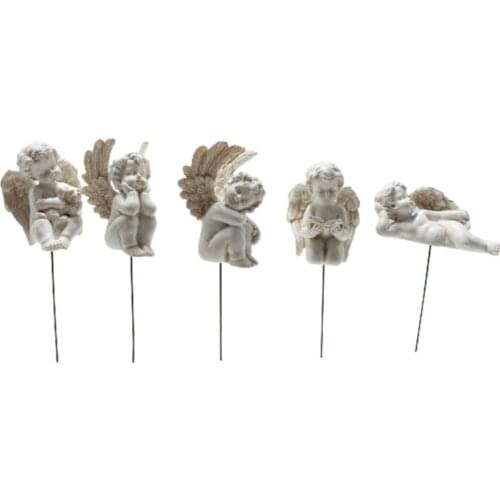 Cute Cupid Garden Statue Ornament with Stake Cute Courtyard Sculpture Decoration Gardening Outdoor Decor Accessories