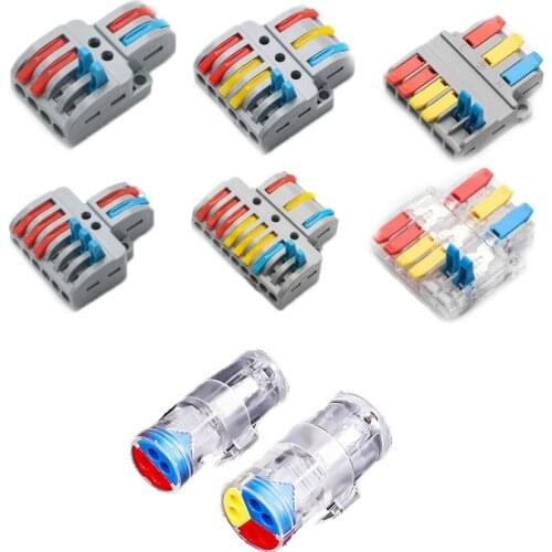 Mini Fast Butt Type Wire Cable Connectors 1 into 2 out Universal Quick Detachable compact Conductor Terminal block 0.08-4mm2