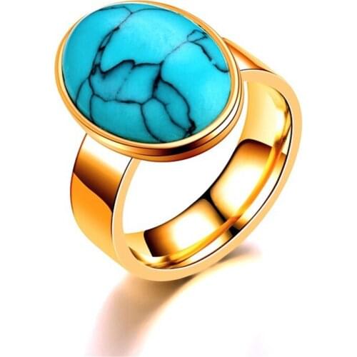 Fashion Geometric Turquoises Stone Rings For Women Boho Jewelry Beach Small Simple Girls Party Ring Wholesale