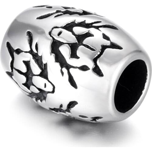 Stainless Steel Barrel Bead Wolf Polished 5mm Large Hole Metal Beads Charms for DIY Bracelet Jewelry Making Accessories