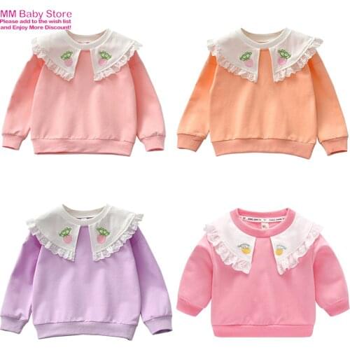 2021 New Spring Autumn Baby Girls Sweatshirts Childrens O-Neck Cartoon Long Sleeve Cotton Sweater Kids T-Shirt Clothes