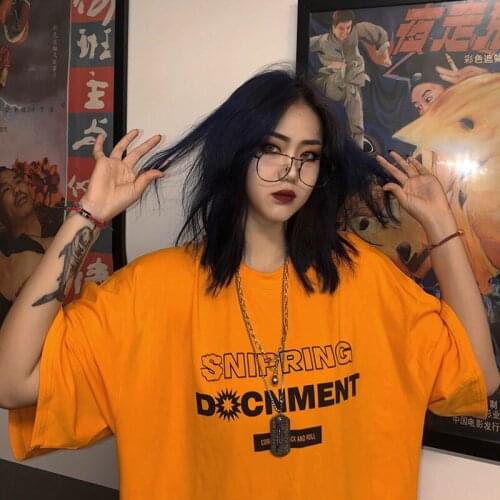 2021 New Summer t-Shirt Hip-Hop Style High Street Fashion Retro Letter Printing Loose Round Neck Short-Sleeved Blouse