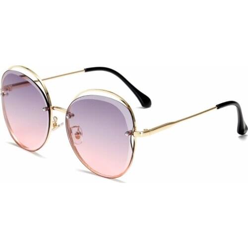 New fashion metal rimless Sunglasses trimming personality round frame big brand lady sunglasses AS121