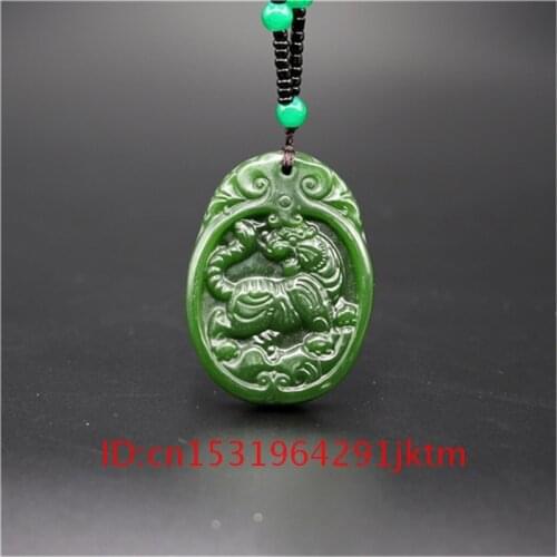 Tiger Hand Jade Gifts Carved Charm Men Natural for Jadeite Green Necklace Amulet Chinese Jewelry Women Pendant Fashion