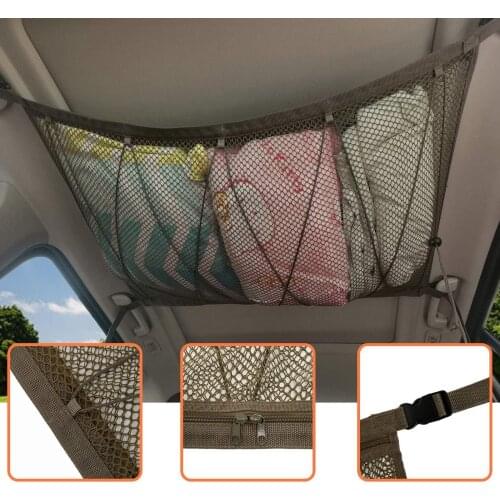 Portable Car Ceiling Storage Net Pocket Roof Interior Cargo Net Bag Car Trunk Storage Pouch Sundries Storage Organizer