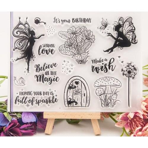 Birthday Flower Clear Stamp for Scrapbooking Transparent Stamps Silicone Rubber DIY Photo Album Decor Arts Crafts