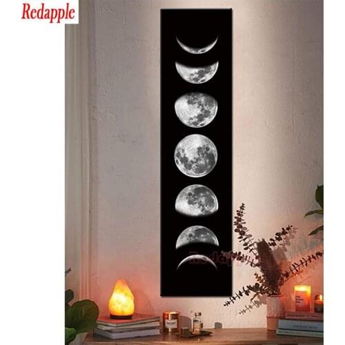 Moon Picture DIY Diamond Painting Cross Stitch Black White Lunar eclipse Landscape 5D Diamond Embroidery large size Home Decor