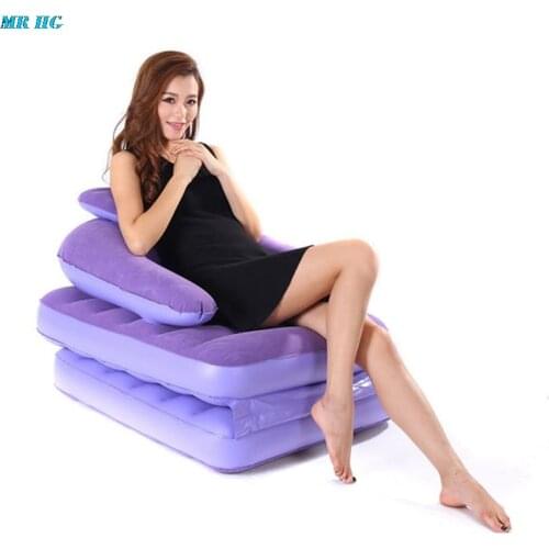 Foldable Flocking inflatable sofa bed Portable Multi-function folding nap dual-use recliner single Lounge Chair Relax Cushion