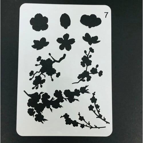 A5 Laser Cut Painting Stencil for Floor Wall Tile Fabric Wood DIY Decor Sakura Stencils Washable Template Flexible Plastic Sheet