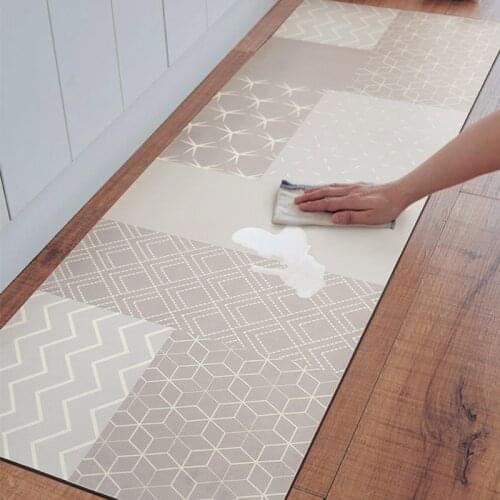 Waterproof PVC Kitchen Mat Oil-proof Kitchen Rug Non-slip Entrance Door Mat PU Leather Anti-fatigue Bathroom Kitchen Carpet