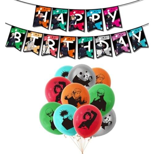 Anime Jujutsu Kaisen Balloons Cake Toppers Happy Birthday Banner Flag Balloon for Baby Shower Birthday Party Decor Kids Globos
