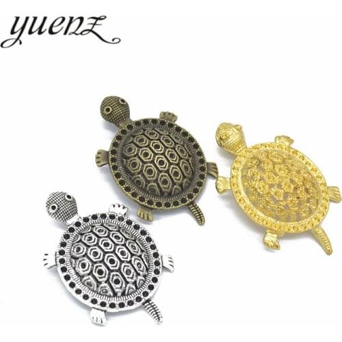 YuenZ 2 pcs 3 color Antique Silver color tortoise Charms Zinc Alloy necklace,earring bracelet jewelry DIY handmade 52*31mm D761