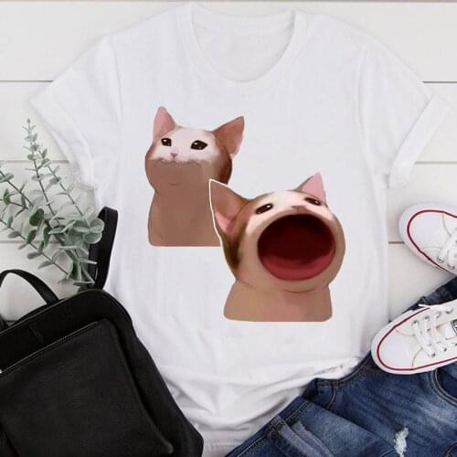 Women Clothes Cartoon Cute Cat Funny New 90s Cute Ladies Summer Print Fashion Tshirt Female Short Sleeve Tee Top Graphic T-shirt