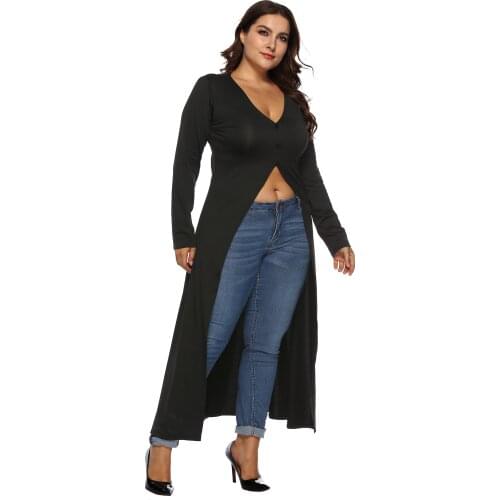 Large Size Womens Clothing Autumn and Winter Long Sleeve Irregular Cropped Slit Dovetail Skirt Deep V Floor Mop Dress