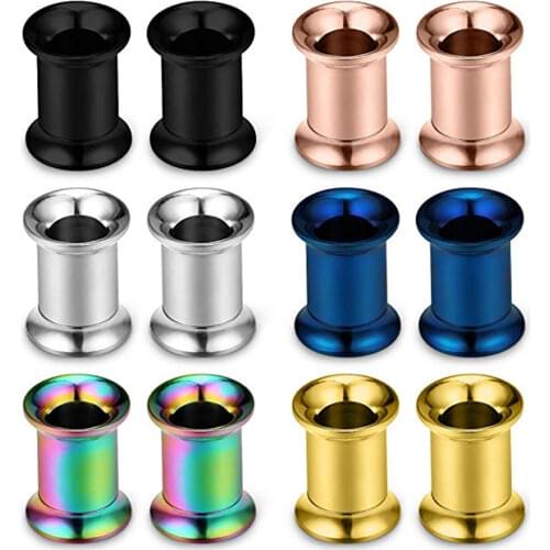 MODRSA 1Pair Stainless Steel Ear Plugs And Tunnels 2-25mm Metal Ear Gauges Flesh Tragus Piercing Ear Stretchers Body Jewelry