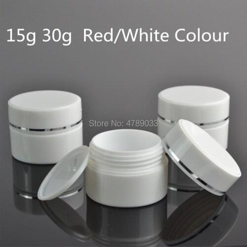 10/30/40pcs 15g 30g Plastic Portable Cosmetic Empty Jars Red/White Bottles Eyeshadow Makeup Cream Lip Balm Container Pots