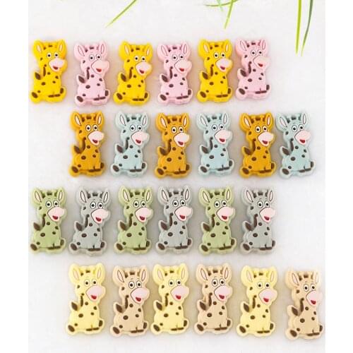 Kovict 10pcs Mini Giraffe Animal Silicone Beads Baby Molar Teether DIY Pacifier Necklace Accessories Chewable Nursing Toys