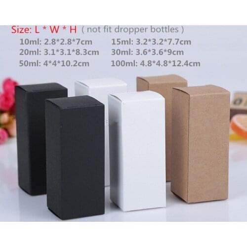 100pcs/lot 5ml/15ml/20ml/30ml/50ml/80ml/100ml Brown/white/black Kraft Paper gift Box Lipstick Perfume bottle tube Packing boxes