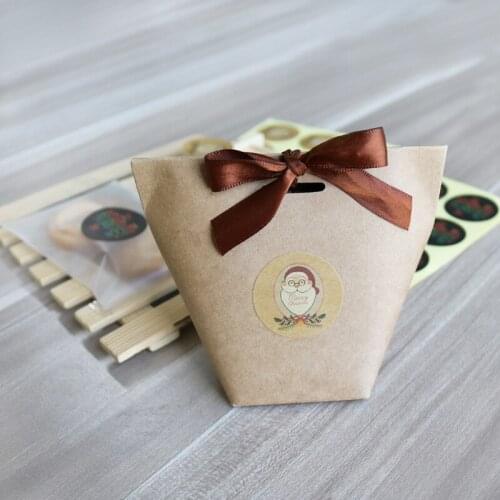 12Pcs/Sheet Santa Claus Kraft Paper Sticker Merry Christmas Jingle Bell Seal Sticker DIY Paper Label Seal Sticker