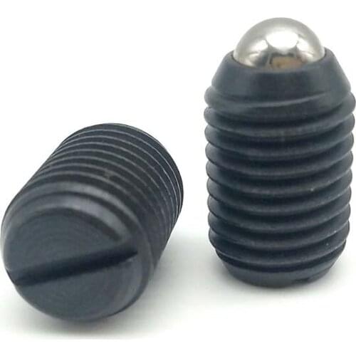 2pcs M8 M10 M12 M16 bead positioning screws slotted ball plunger grups screw one word spring steel ball grup bolts black color