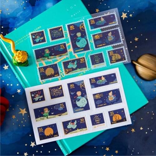 2pcs The Little Prince Cartoon Adhesive Stickers Stamp-like Decorative Stamp Stickers For Scrapbook Kid Diy Arts Crafts Album
