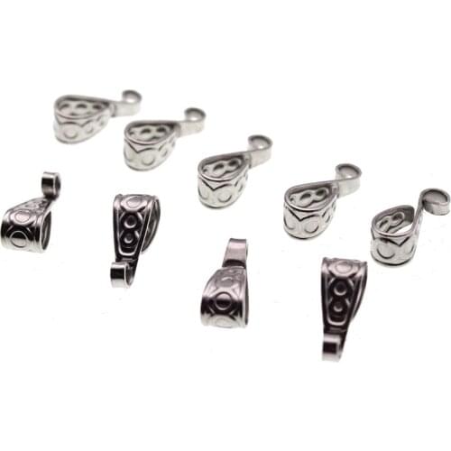 20pcs 4.5mm Hole Stainless Steel Pendant Clips Clasps Pinch Clip Bail Beads Pendant Connectors for Necklace DIY Jewelry 6x16mm