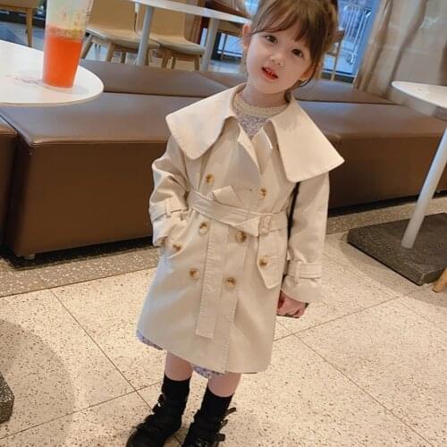 2021 Spring Autumn New Kids' Soild Jacket Windbreaker Kids Girls Trench Casual Middle And Long Coat Outerwear Jaqueta Clothes
