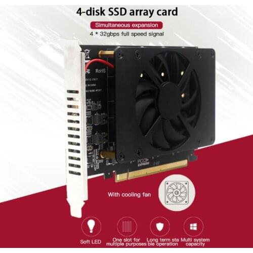 4-disk SSD Array Card Full-speed Signal PCI-EX16 NVME M.2 MKEY SSD RAID Array Expansion Adapter Motherboard PCI-E Split Card