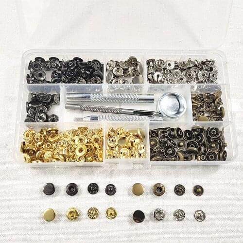 40sets 10mm metal brass snap sewing button buckle DIY leather craft apparel purse sewing handmade Button installation tool set