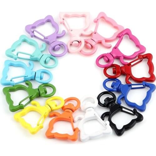 5Pcs Little Bear Colorful Metal Bear Shape Lobster Clasp Hooks Key Rings Connectors for DIY Jewelry Making Accessories Supplies