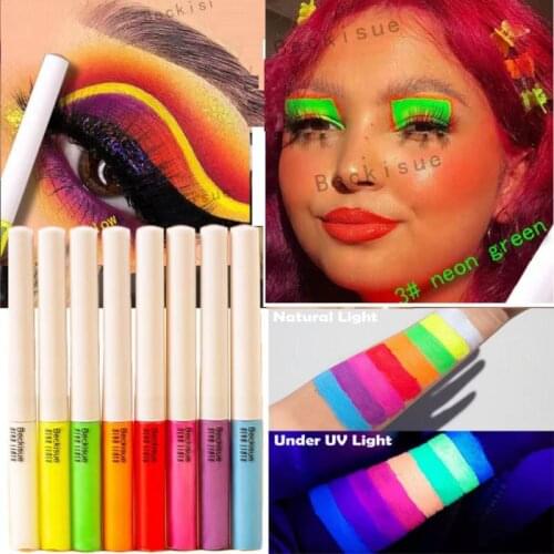 8 Colors Neon Eyeliner Waterproof And Sweatproof Liquid UV Light Pastels Neon Eyeliner Facial Paint Makeup TSLM1